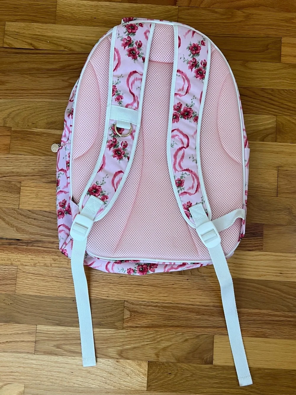 LoveShackFancy Pink Floral Backpack with Ribbon Motif